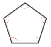 Regular pentagon with interior angles drawn.