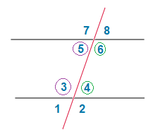 Equal consecutive angles formed between parallel straight lines.