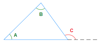 Image to explain the triangle exterior angles theorem