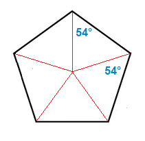 5 triangles inside Pentagon with size of one of the angles in a triangle shown.